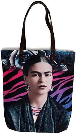 Akitai Young Frida Kahlo Printed Canvas Women Tote Shoulder Bag Purse Handbag (zebra)
