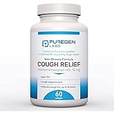 Puregen Labs Cough Relief for Adults Dextromethorphan HBr 15mg, 60 Softgels | Non-Drowsy, Long-Lasting Bronchial Suppressant, Ages 12+, up to 8-Hours