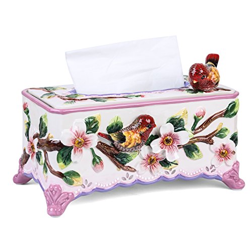 FORLONG FL9003 Ceramic Facial Tissue Dispenser Box Paper Dispenser Box Tissue Holder for Bathroom Vanity-Dogwood