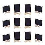 eBoot 12 Pack Mini Rectangle Chalkboards with Support Easel for Message Board Signs, Weddings and Parties