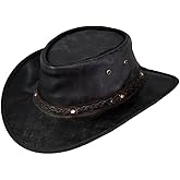 Outback Trading Men's 1377 Iron Bark UPF 50 Breathable Crushable Leather Western Cowboy Hat