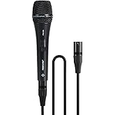 Phenyx Pro Vocal Microphone, Supercardioid Dynamic Mic with 16.4 ft XLR Cable, Mic Clip, Storage Bag, Wired Handheld Microphone for Singing, Stage, Studio, Karaoke (PM-26S)
