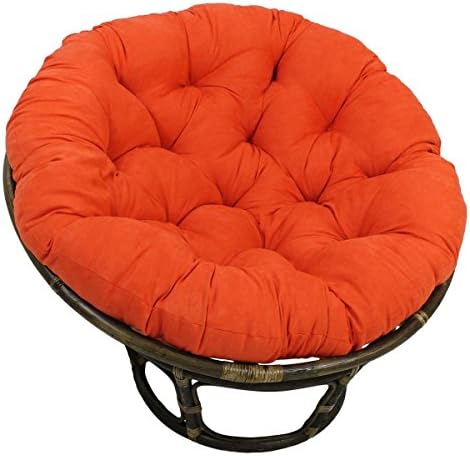 American Rattan Papasan Chair with Orange 100% Polyester Cushion - Adult Size