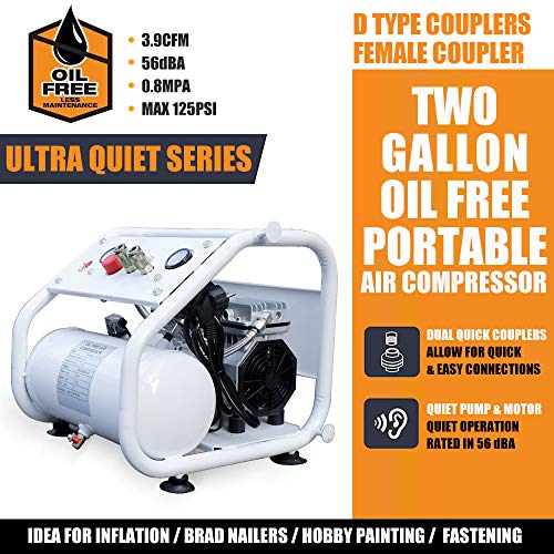 HPDAVV OilLess Portable Air Compressor Duel Outlet 110V/650W/6.5A