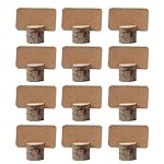 AmaJOY 12 pack Vintage Wedding Wooden Place Card Holders with 12 pcs Kraft Place Cards Table Number Stands for Home Party Decoration Birthday Party Business Party Decor
