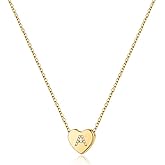 M MOOHAM Valentines Gifts for Kids Girls -Initial Heart Necklace for Girls Women, Dainty Cubic Zirconia Initial Heart Pendant Necklace for Women Girl Jewelry Gifts