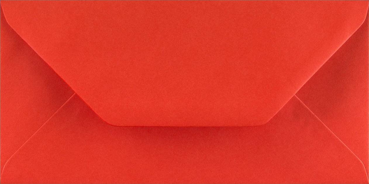 DL Coloured Envelopes for Greeting Cards Wedding Invitations & Crafts (110x220mm) Pack of 50 (Poppy Red)