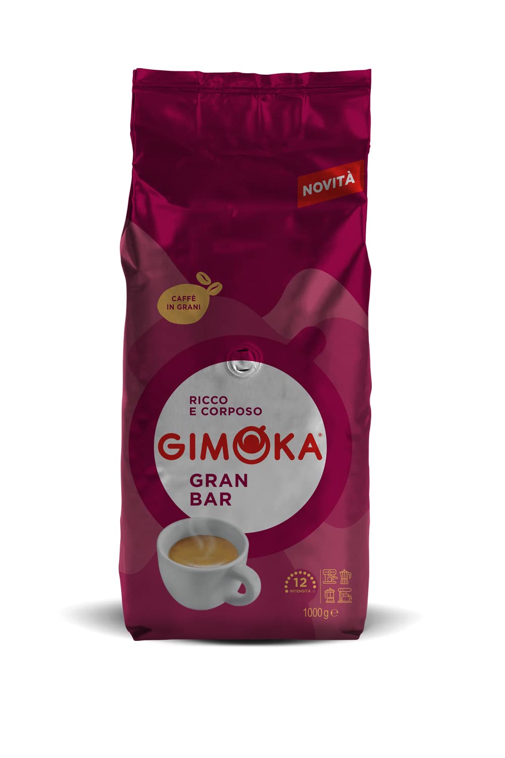 Gimoka – Kaffeebohnen – 1 kg – Gran Bar Mischung – Intensität 12 – hergestellt in Italien – 1kg Packung 2