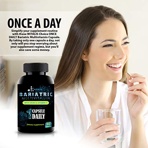 Bariatric Multivitamin - Vitamins for Post Gastric Bypass & Sleeve - Advantage for Weight Loss Surgery -with Iron & Vitamin C - 90 Vegan, Non-GMO, Dairy & Soy Free - Post Bariatric Health