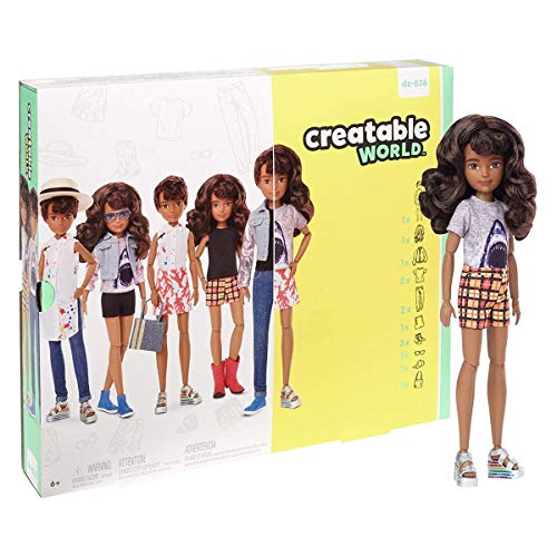 Mattel CREATABLE WORLD GGT68 Deluxe Character Kit Customisable Doll, Creative Play for All Kids 6 Years Old and Up, Brunette Wavy Hair