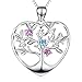 Angel caller Tree of Life Women Sterling Silver Necklace Colorful Diamond Eternal Love Heart Pendant Jewelry for Women Thanksgiving gift