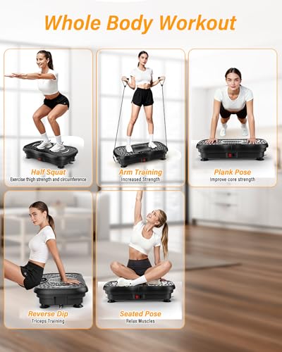 Vibration Plate Exercise Machine for Home Workout, 5 Programme Modes & 99 Speed Levels, Full Body Training Vibration Plate with Resistance Bands, LED Display & Remote Control, 330 lbs Capacity