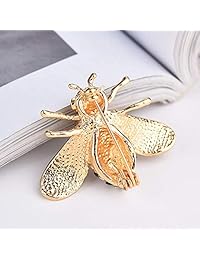TULIP LY Broche de abeja con diseño de cristal, perla, color dorado