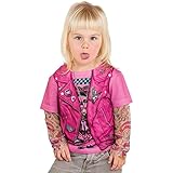 Toddler Pink Biker Girl Tattoo Costume Shirt