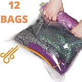 12 Travel Storage Bags for Clothes - Compression Bags for Travel - No Vacuum or Pump Sacks-Save Space in your Luggage Accessories