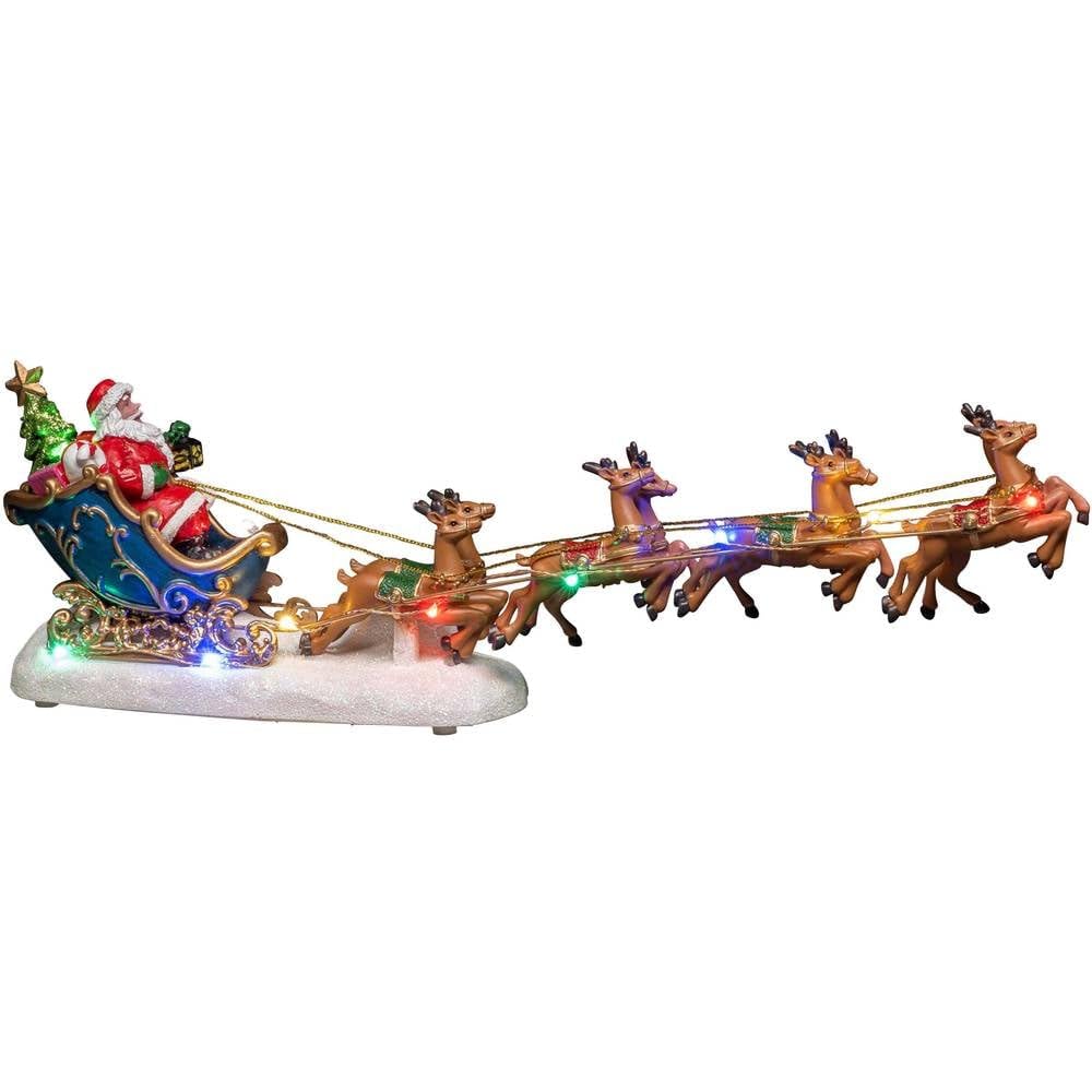 Konstsmide LED Christmas Scene : Santa in Sleigh with Flying Reindeer : Battery : 4205-000