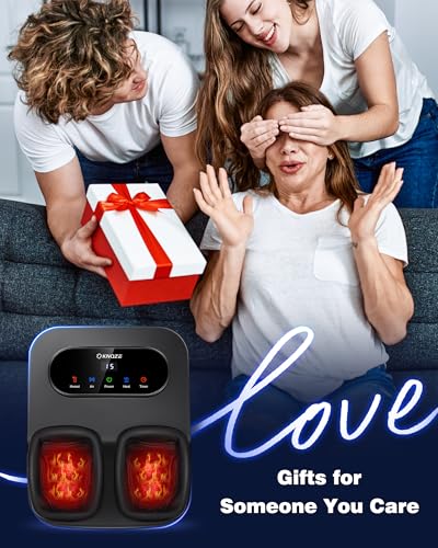 KNQZE Foot Massager Machine with Heat, Shiatsu Foot Massager with Remote Control & LCD Touch Panel, Deep Kneading Soothing Heat, Squeeze & Rolling Massage, Relax for Home or Office