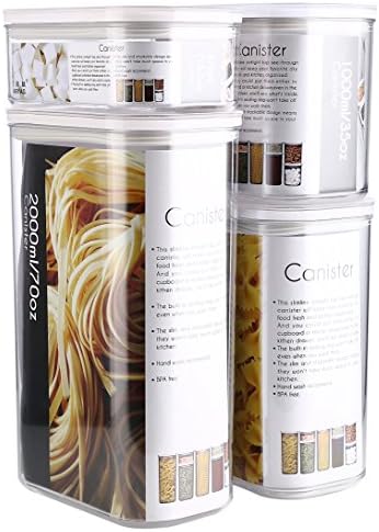 Food Storage Containers/Meal Prep Canisters by Pantry elements, Set of 4/Airtight/Premium Plastic/Meal Prep/With Transparent Lids/Microwavable, Dishwasher and Freezer Safe/BPA Free