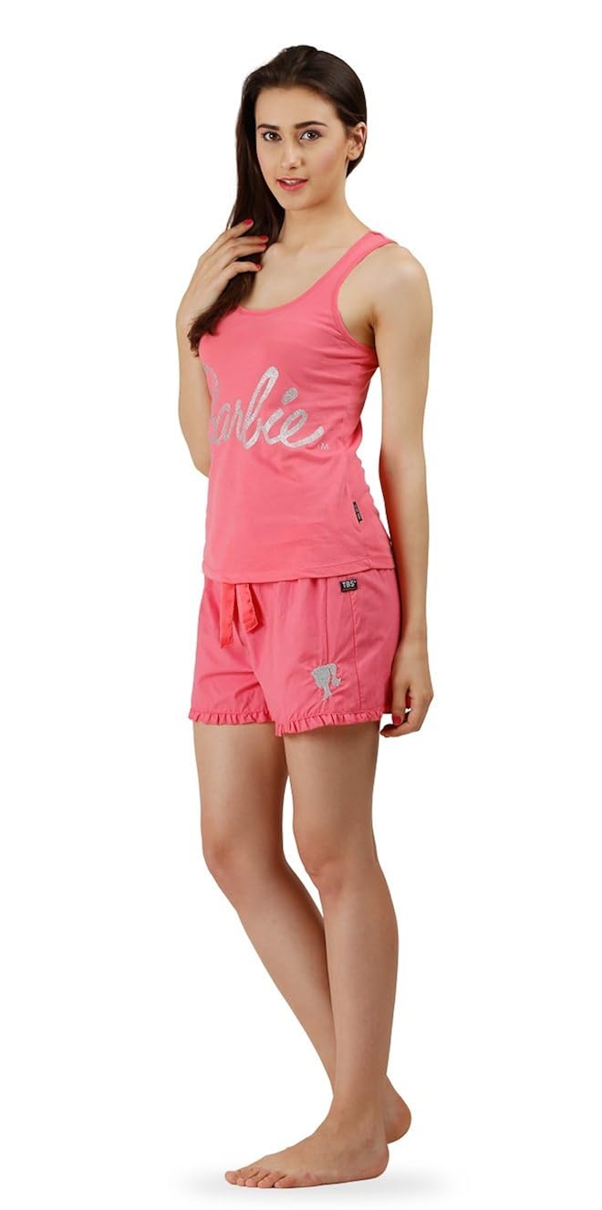 the boxer store barbie classic women's top & shorts set- pink