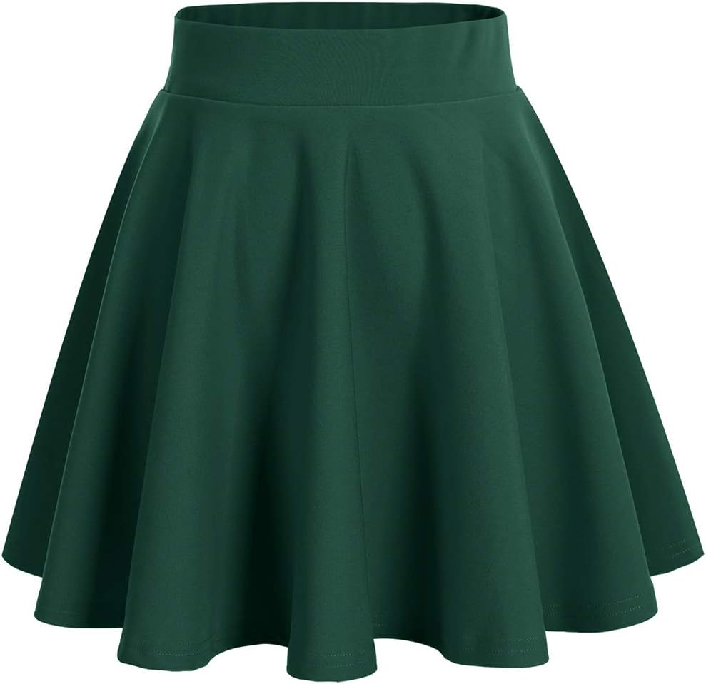 BridesmayWomen's Basic High Waist Casual Mini Skirt Versatile Stretchy Flared Skater Skirt