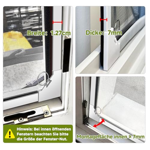 MLEJU Magnetic Fly Screen Window, Insect Protection, Magnetic Window, Can Be Cut to Size up to 120 x 130 cm, No Drilling, Easy Assembly, Magnetic Frame with Tear-Resistant Fibreglass Fabric, White Frame, Grey Net