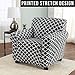 Home Fashion Designs Printed Twill Arm Chair Slipcover. One Piece Stretch Chair Cover. Strapless Arm Chair Cover for Living Room. Brenna Collection Slipcover. (Chair, Charcoal)