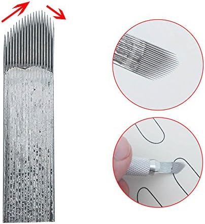 50 Pcs Microblading Needles Permanent Makeup Manual Eyebrow Tattoo Needle Chamfering Blades(18 Pin)