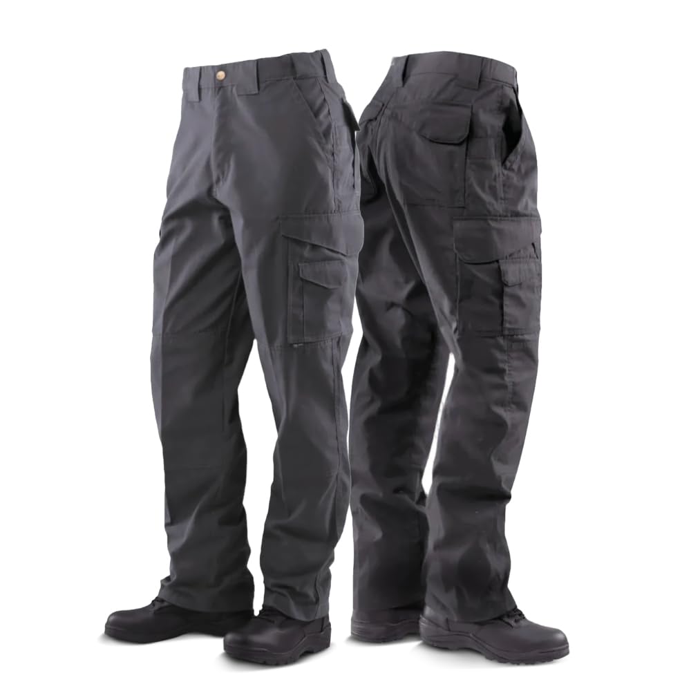Pantalones tácticos originales Tru-Spec 24-7 - Pantalones de trabajo cargo antidesgarros resistentes al agua para hombres, aberturas ocultas para transporte y rodilleras - Carbón vegetal - 32 ancho x 30 largo