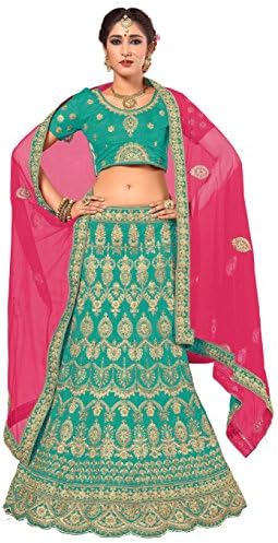 Panash Trends Women's Embroidered Silk Semi Stitched Lehenga Choli