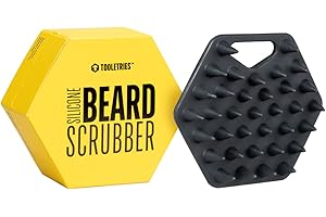 TOOLETRIES Beard Scrubber - Silicone Beard Brush & Exfoliator for Men, Deep Cleans & Unclogs Pores, Ergonomic Handle Design, Removes Beardruff - Charcoal