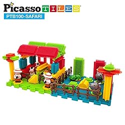 PicassoTiles PTB100 100pcs Bristle Lock 3D Building