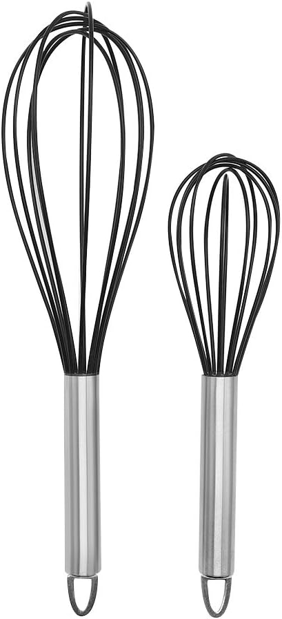 Savlot Whisk Set Silicone Whisk with Stainless Steel Handle Kitchen Whisk for Whisking Dough Egg and Other Foods Kitchen Utensils(2PCS)