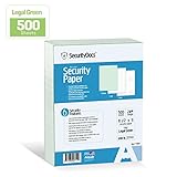 SecurityDocs Security Paper – 8.5 x 11 Inches, 500 Sheet Supply, Copy and Tamper Resistant, Pantograph, Inkjet and Laser Printer Compatible, Federal CMS Certified - Legal Green (59126)