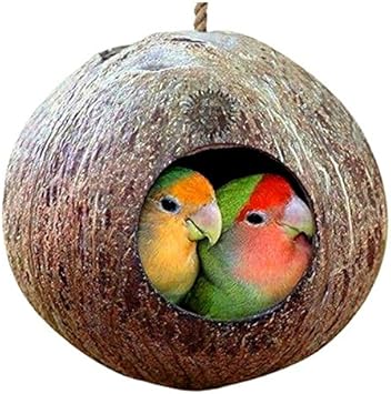 Amazon Com Unakim Natural Coconut Shell Bird Nest House Hut Cage