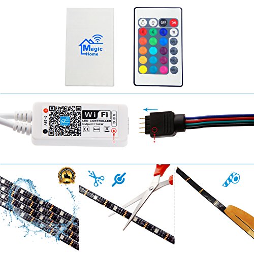 USB WIFI PC/TV Backlight Kit, RGB Multicolor LED Accent Light Strip 6.56ft 60LEDs SMD5050 Dimmable Waterproof Color Bias Lighting via Smart Phone APP Romote Android IOS Music Alexa Google Home IFTTT - Thumbnail 7