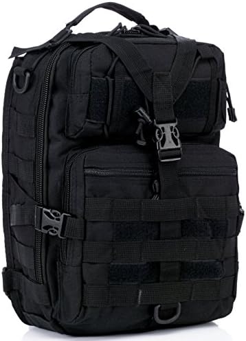 Tactical Messenger Bag Single Strap Sling Style Backpack Medium Daypack Bag For Army Assault Bug Out Rucksack Outdoor Hiking Sport Camping Hiking Shooting Bag (Black)