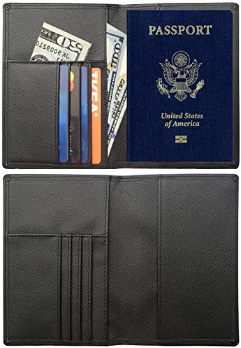 RFID Blocking Leather Passport Holder Travel Wallet Organizer for Men and Women