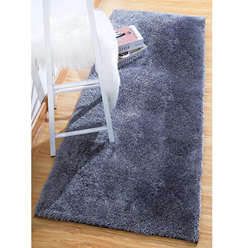 LOCHAS Ultra Soft Indoor Area Rugs 5.5 cm Thick Fluffy Living Room Carpets Suitable for Children Kids Baby Bedroom Home Decor Runner Nursery Rugs 2.3' x 5.3' (Grey)