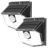 LITOM Solar Lights Outdoor, IP67 Waterproof Solar Powered Motion Sensor Lights 60 LEDs Wireless Solar Security Wall Lights for Front Door, Garden, Patio, Yard, Garage, Deck, Driveway 2 Pack Cold White