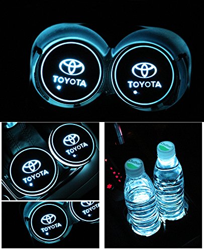 Car Logo LED Cup Pad led cup coaster USB Charging Mat Luminescent Cup Pad LED Mat Interior Atmosphere Lamp Decoration Light (Toyota)