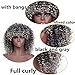 Afro Curly Hair Black Gray Wigs with Bangs Mixed Color Shoulder Length Hair Short Synthetic Kinky Curly Wigs for Black Women Shoulder Length Heat Resistant Fiber Wig