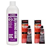 L'Oreal Hicolor HiLights for Dark Hair Only Magenta 2-Pack with 16 oz. Oreor Crème 30 Developer - COMBO DEAL