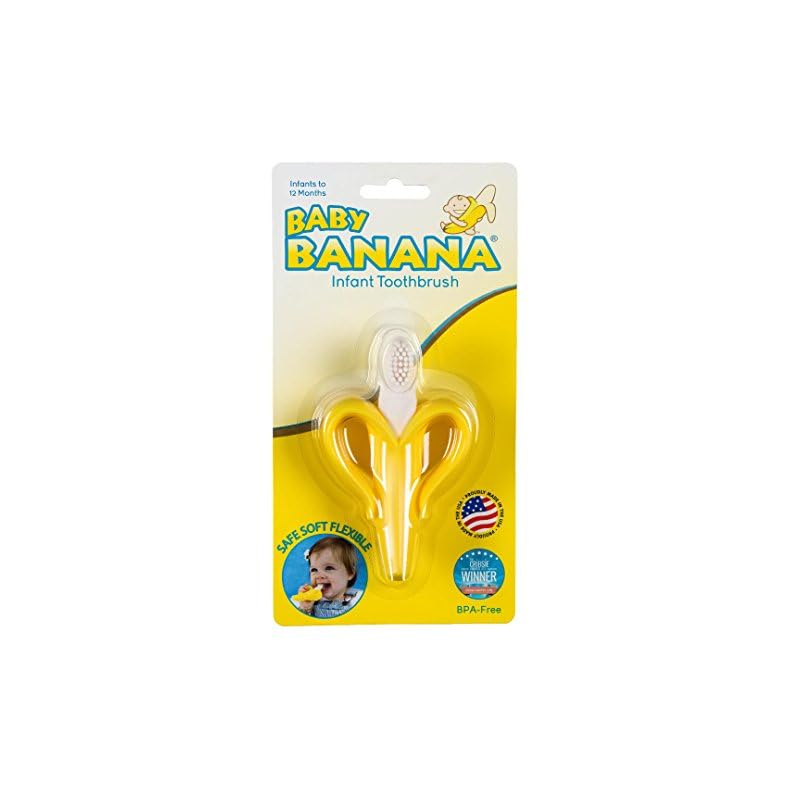 Baby Banana Yellow Banana Infant Toothbrush, Easy to Hold, Made in the USA, Train Infants Babies and Toddlers for Oral…