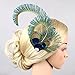 Vimans Women's 2016 Peacock Feather Beaded Hair Clip Fascinator Bridal Mini Hat