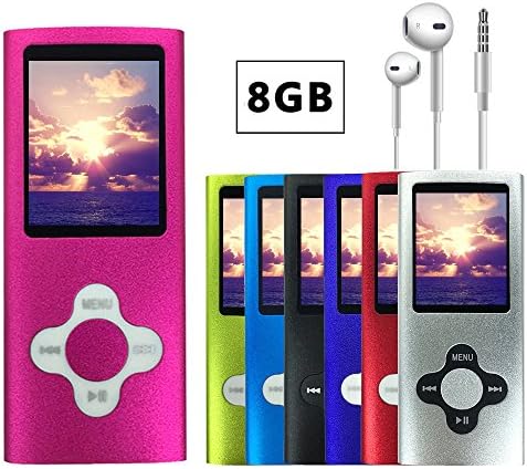 VOLGER DIGITAL 8 GB Portable Ultra-thin MP3 MP4 Player LCD Display Music Player Video Player Media Player Voice Recording Player for Laptop Computer for Home Party Camping Traveling Running (Rose)