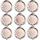 9 Sets Makeup Pocket Compact Mirror, 1 Bride To Be Makeup Mirror 8 Bride Tribe Mirrors Wedding Bridesmaid Gifts-Double Magnifying Mirror For Bridal Party,Champagne Diamond Cutting Style Pocket Mirror