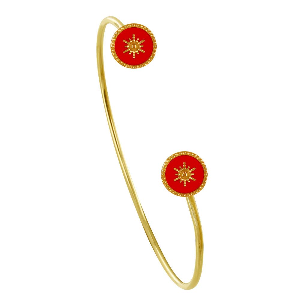 LES POULETTES BIJOUX - Gold Plated Half Ring Bracelet Sun Coral Enamel