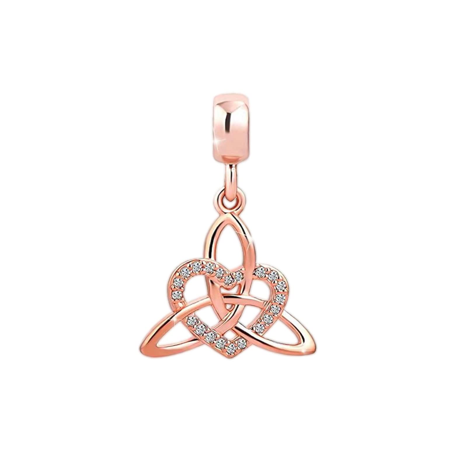 KunBead Jewelry Rose Gold Tone Celtic Knot Dangle Bead Charms Compatible with Pandora Bracelets