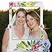 Hawaiian Luau Photo Booth Frame 2-sided with 21 pcs Props, Moana Summer Party Decorations & Supplies for Tropical Tiki Luau Pool Birthday Theme Party's, Wedding Backdrop, Bridal or Baby Shower