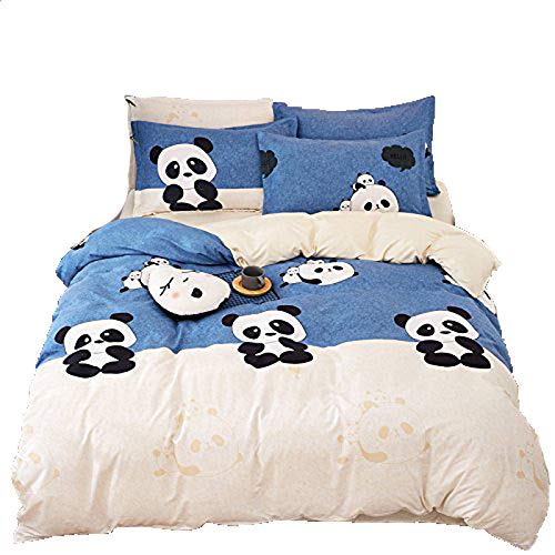 KFZ Bed Set Bedding Set Duvet Cover Flat Sheet Pillowcases No Comforter SM Twin Full Queen King Sheets Set Baby Girl Cute Panda Fashion Design for Kids (Cute Panda, Pink, Full, 71"x86")